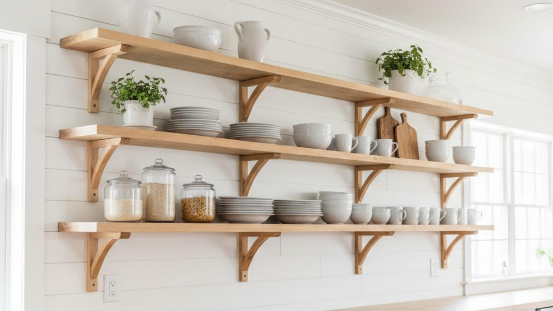 Farmhouse Kitchen Open Shelves
