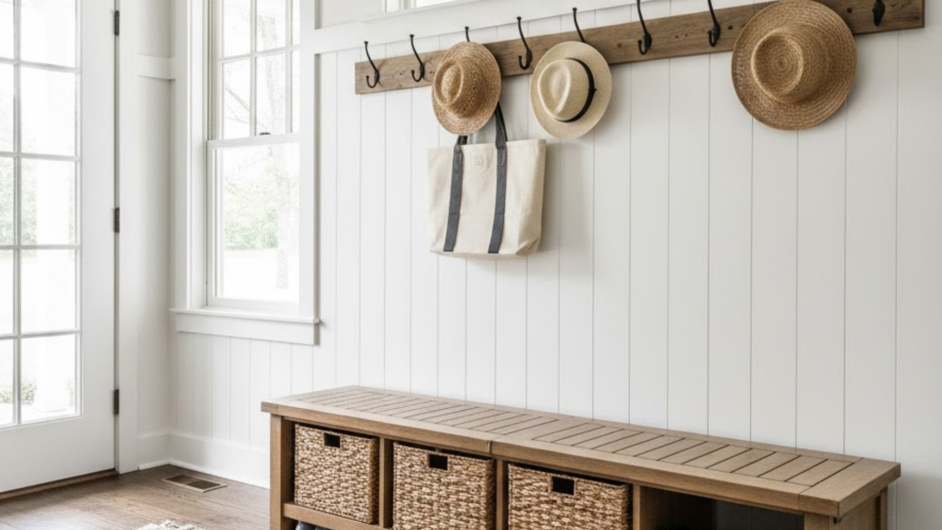 Farmhouse Mudroom Storage Bench