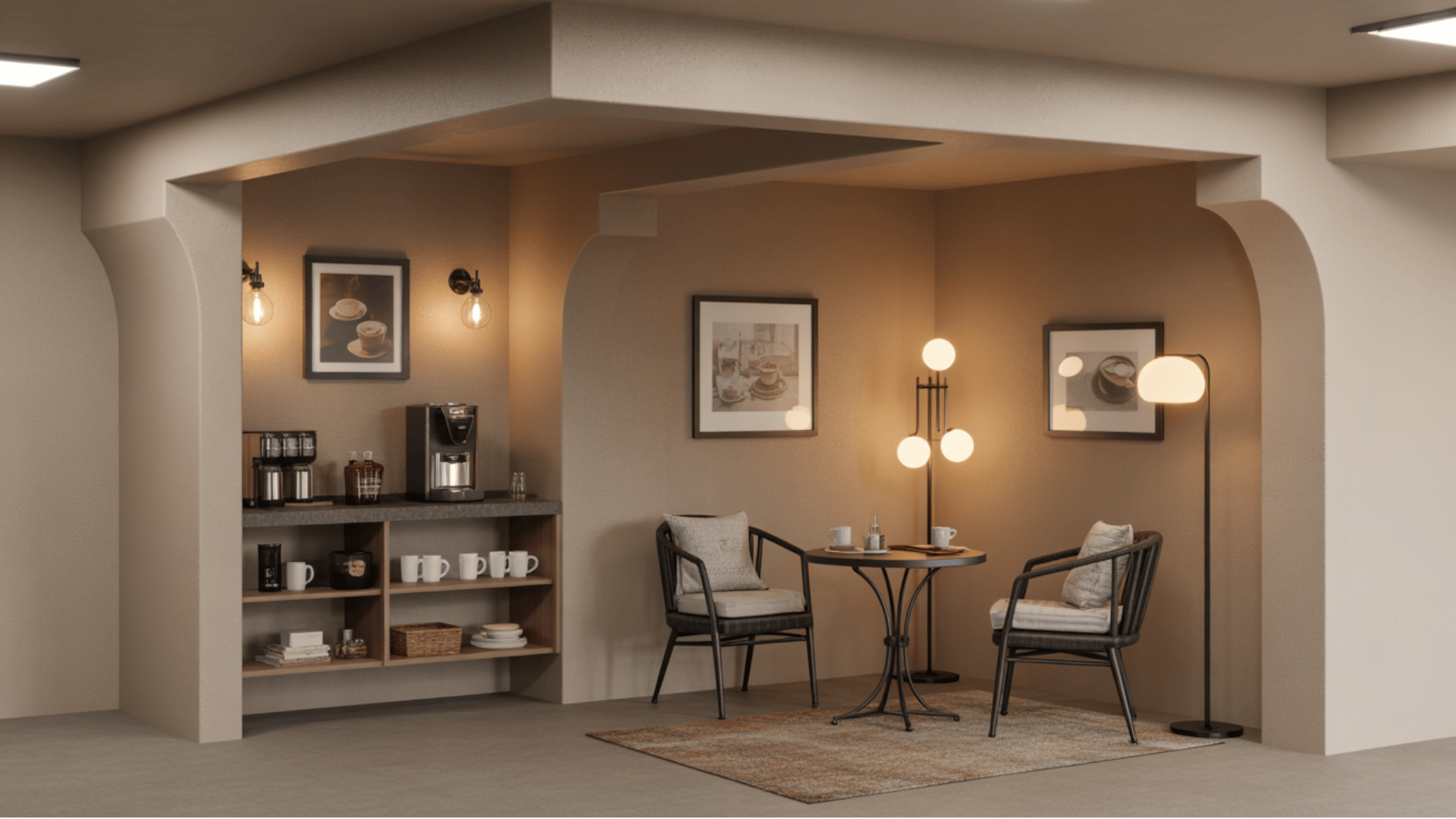 basement coffee lounge corner