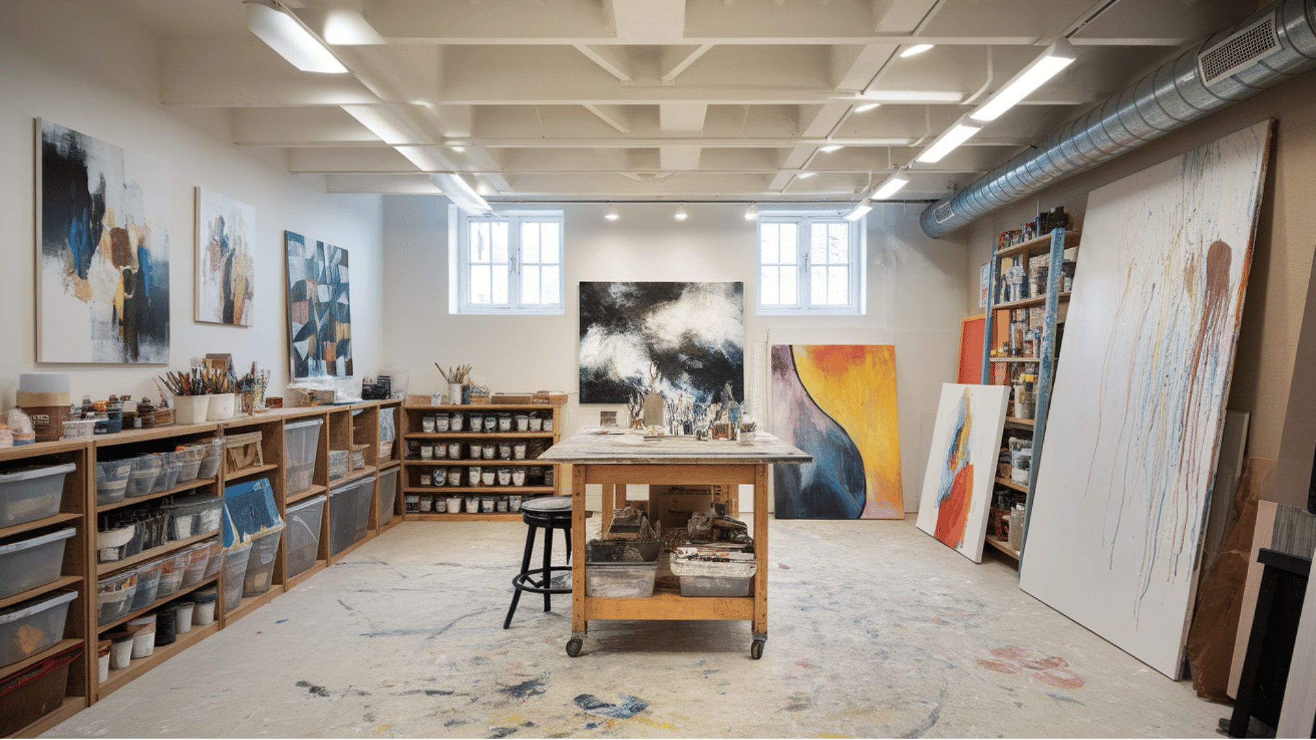 basement craft or hobby room