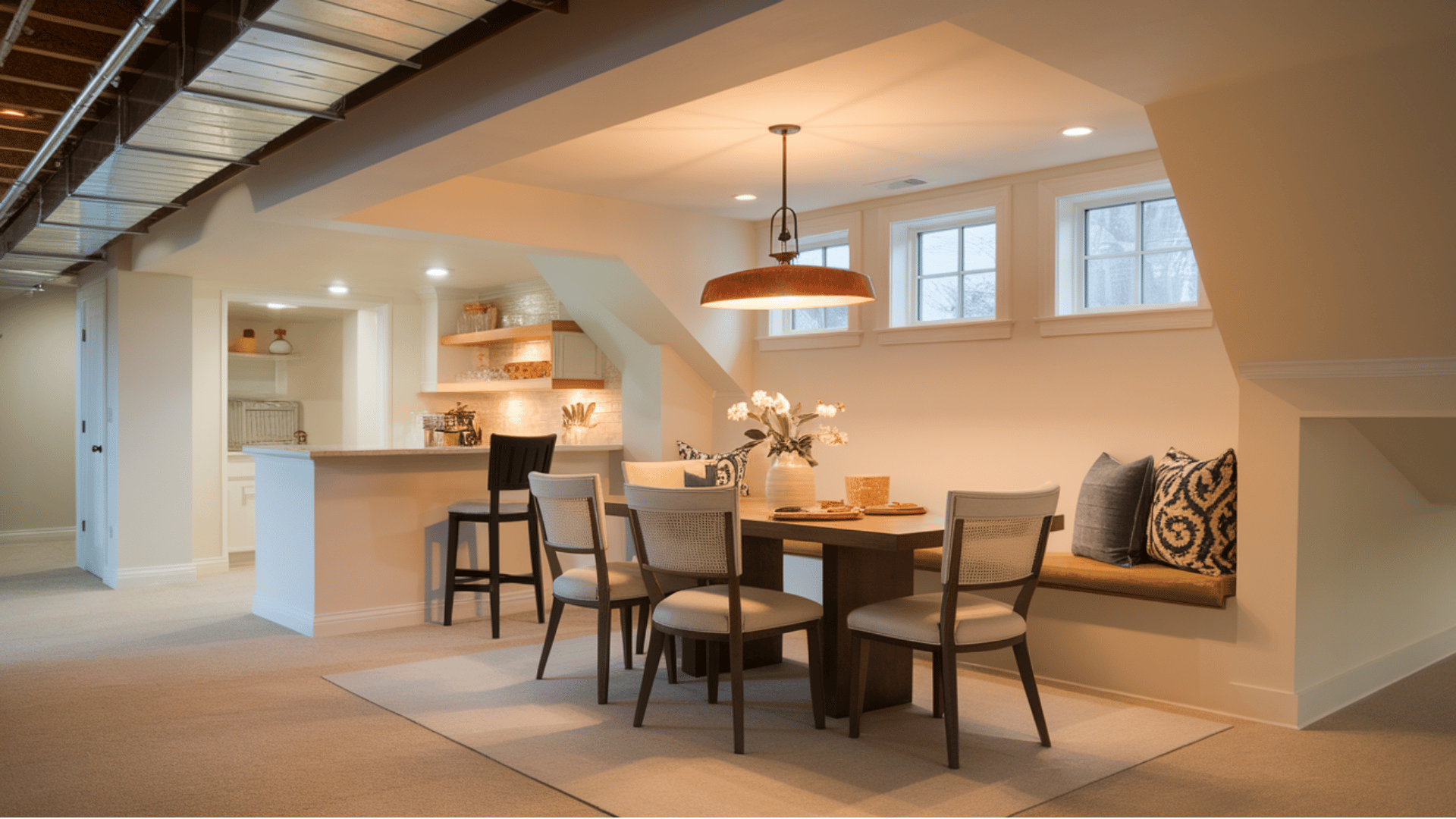 basement dining nook layout