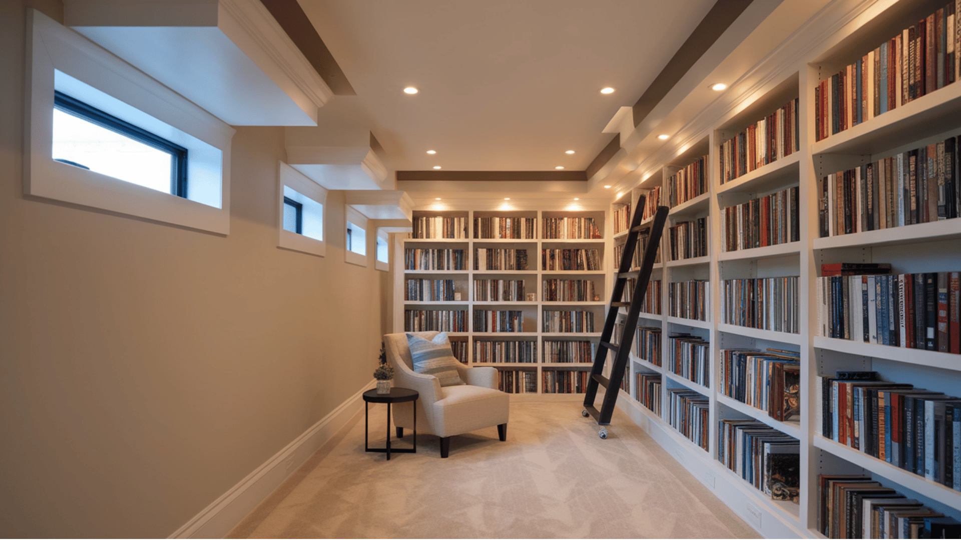 basement library wall