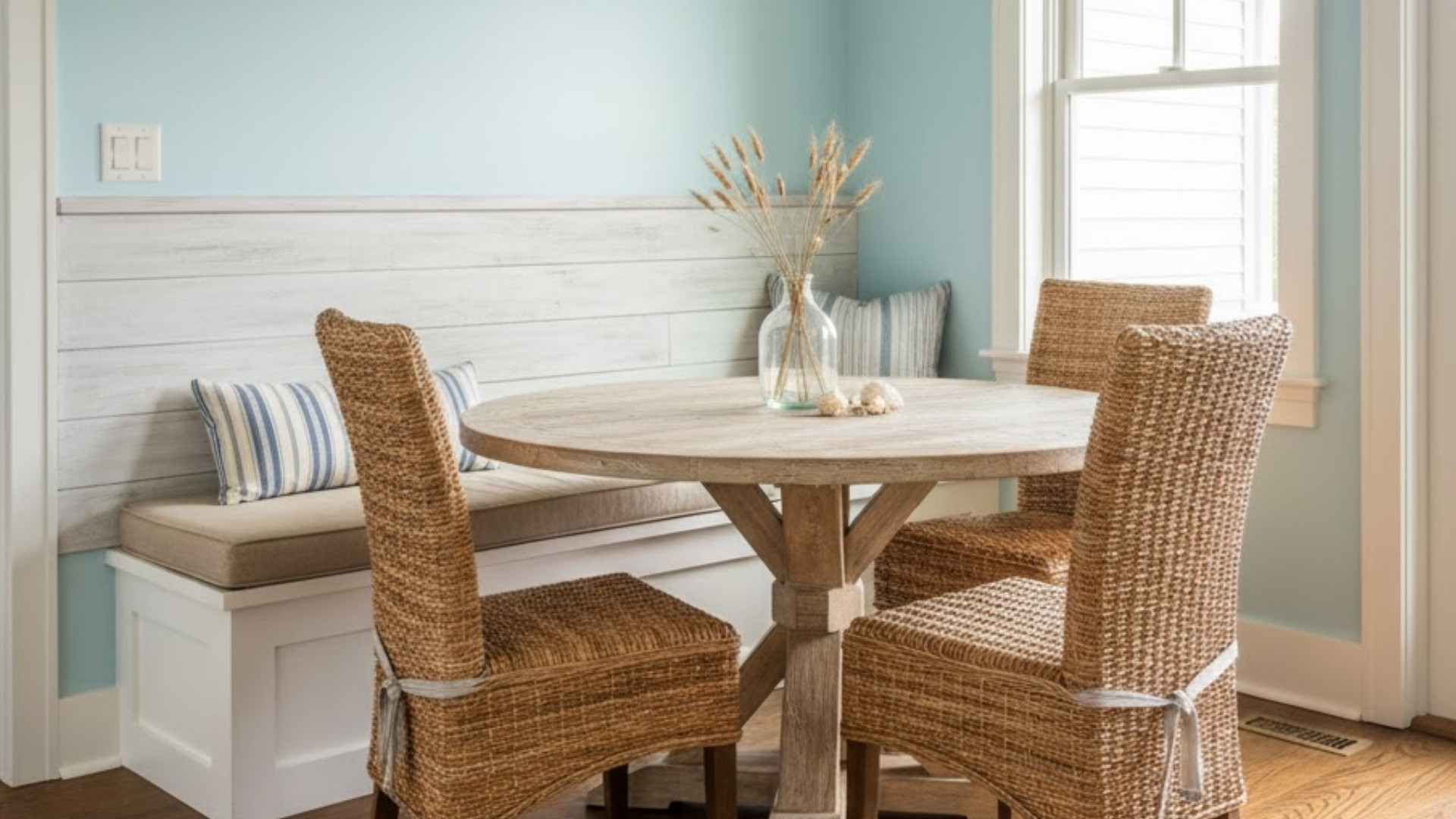 beach farmhouse style whitewashed wood rail