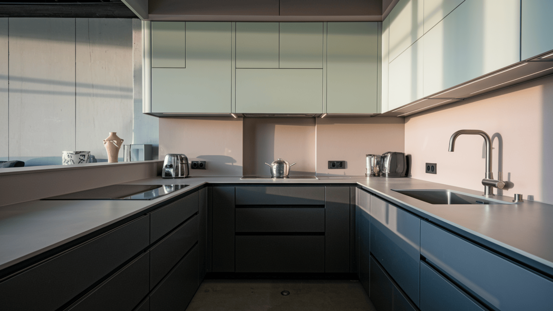 black and pale gray kitchen tone ideas