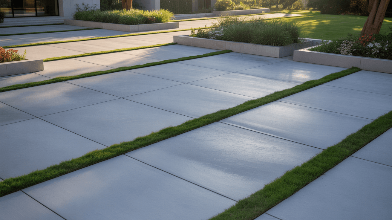 driveways with green borders or planters