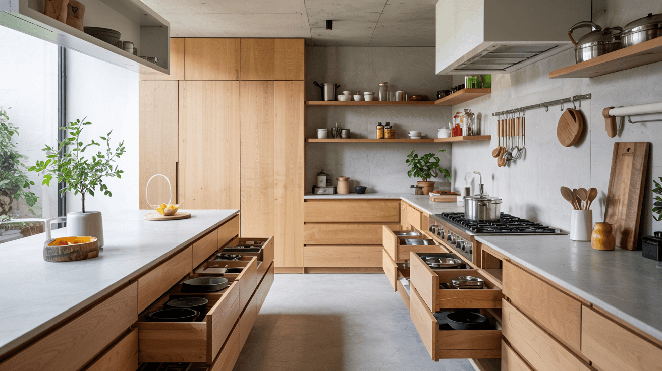 hidden storage drawers kitchen