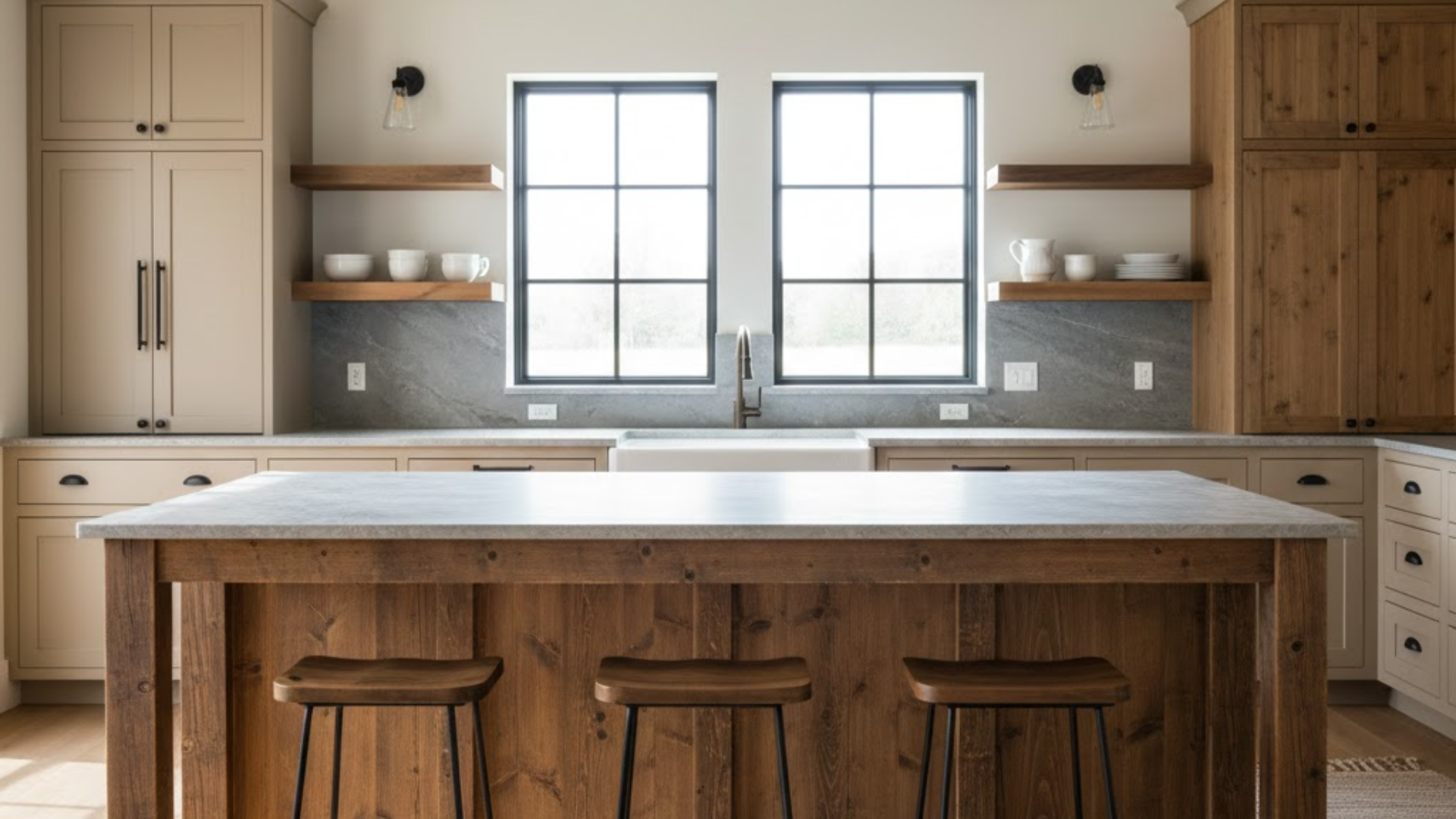 large statement kitchen island for prep and gathering