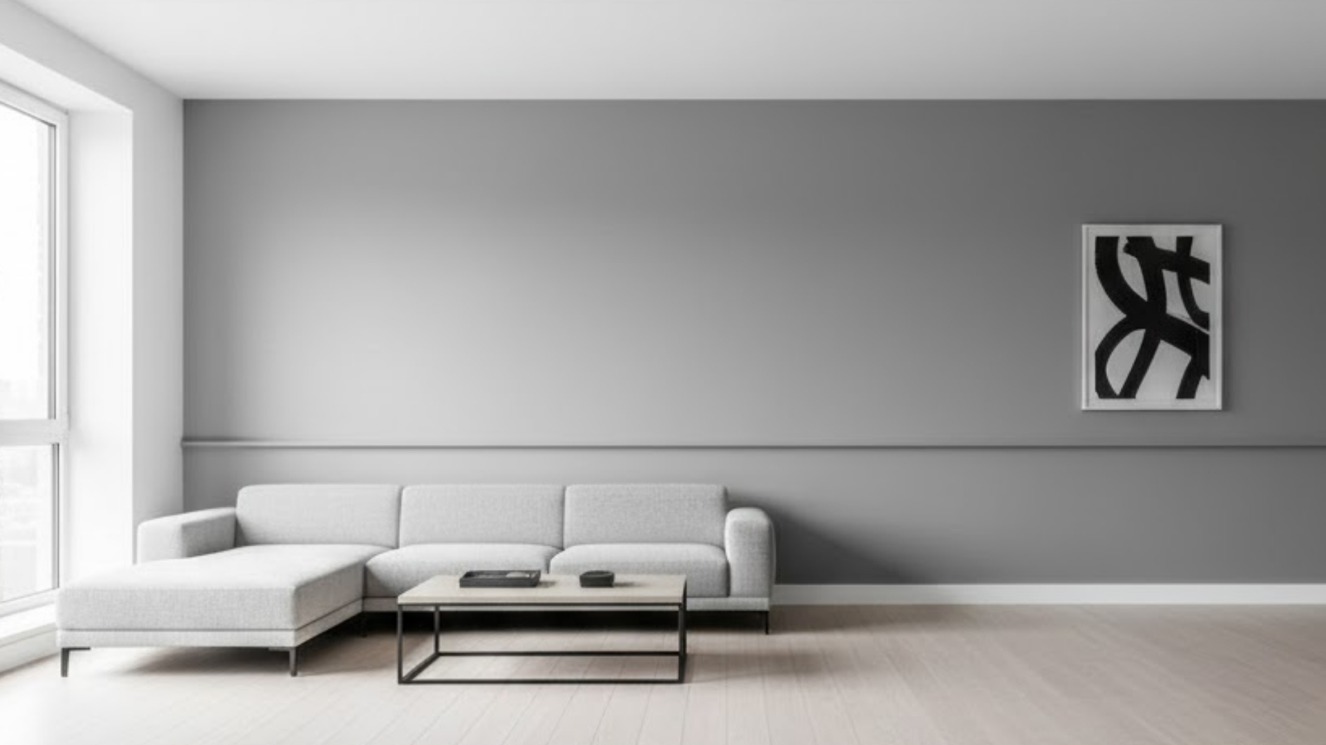 minimalist flat chair rail monochrome finish