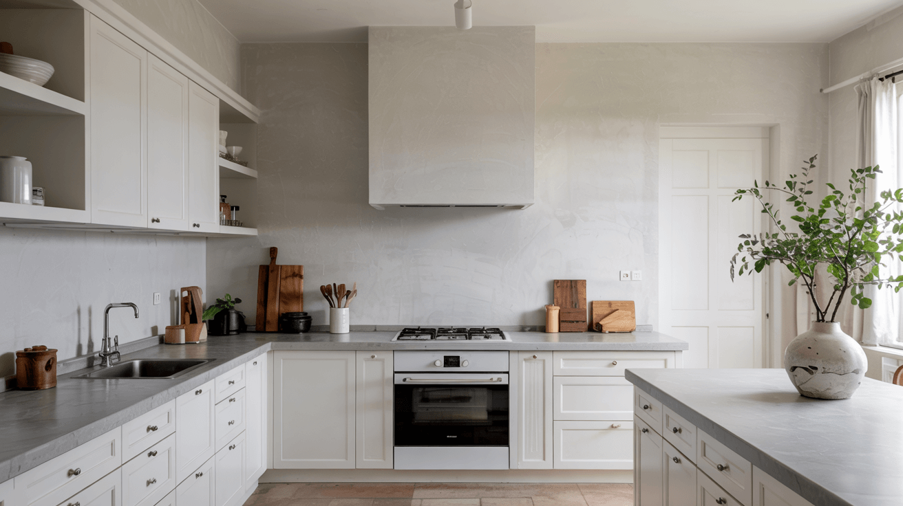 monochrome finishes kitchen