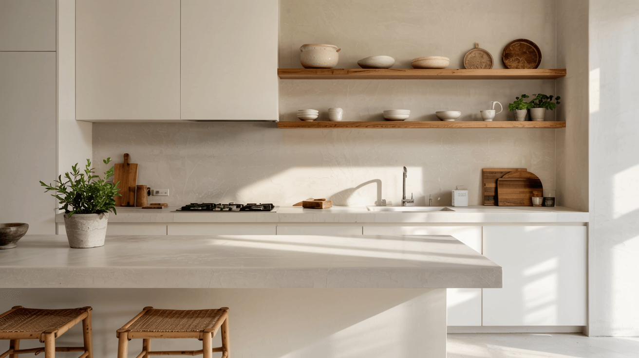 natural material accents kitchen