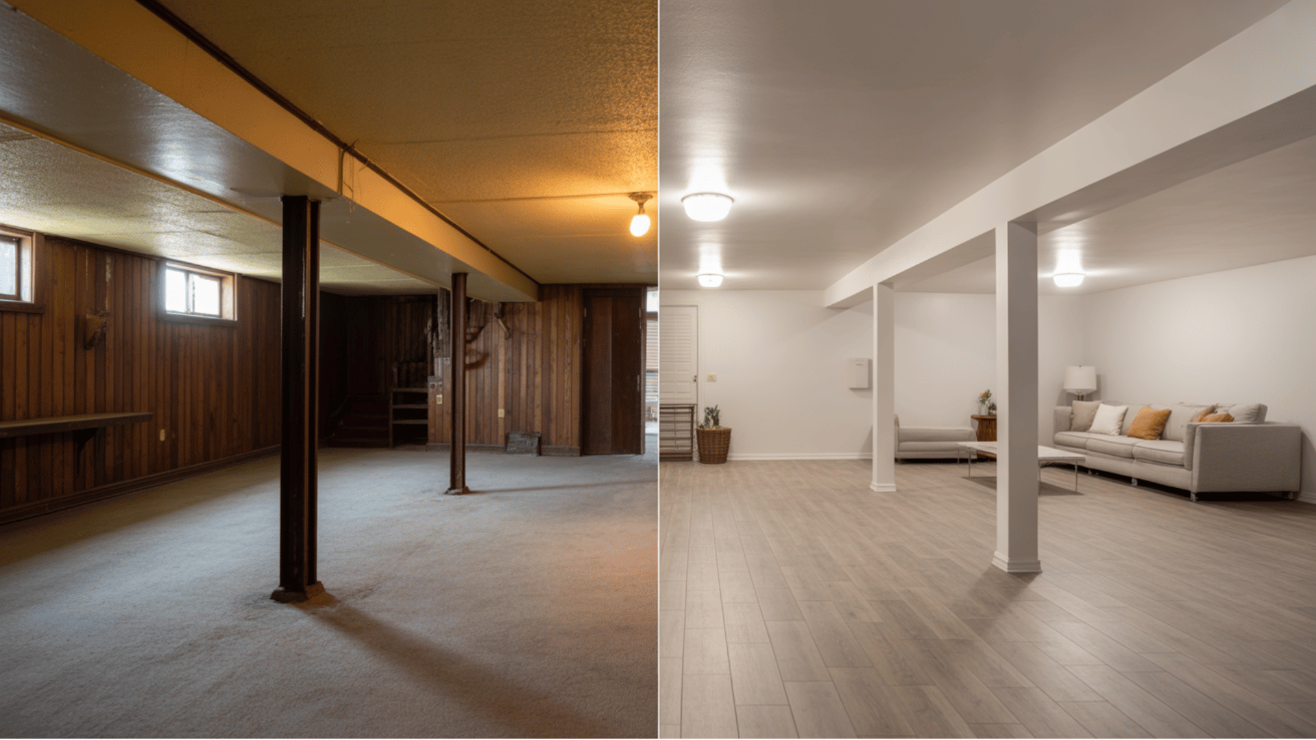 old basement updated to modern style