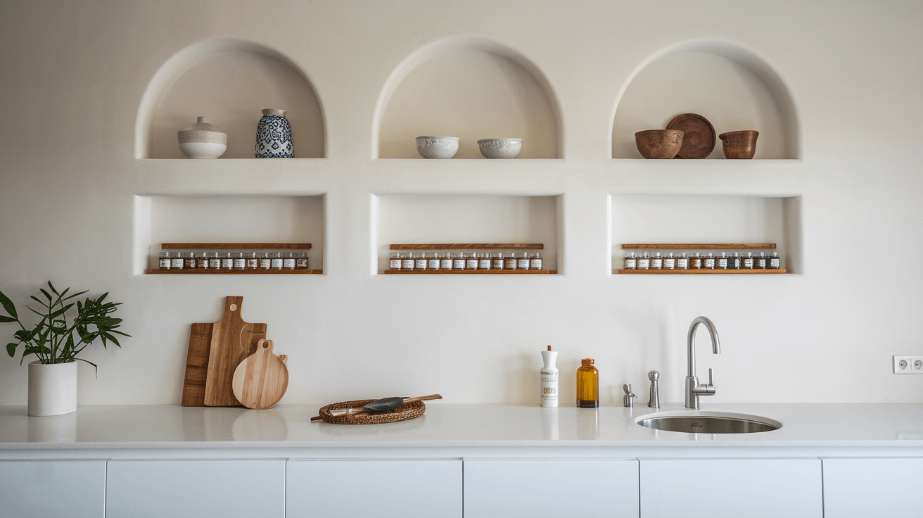 recessed shelving kitchen