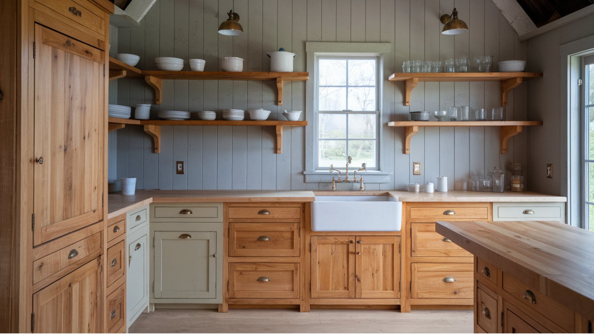 rustic farmhouse style with natural wood touches