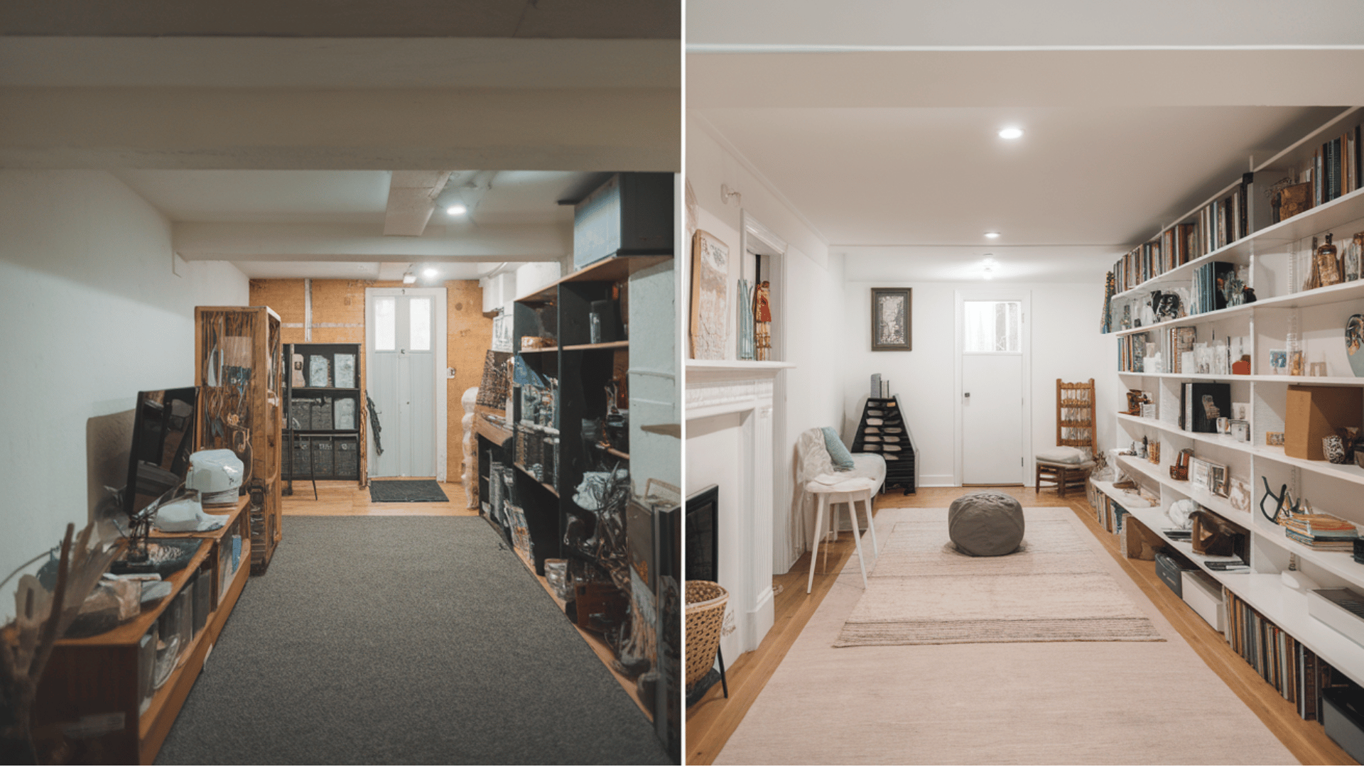 small basement converted Into multi use space