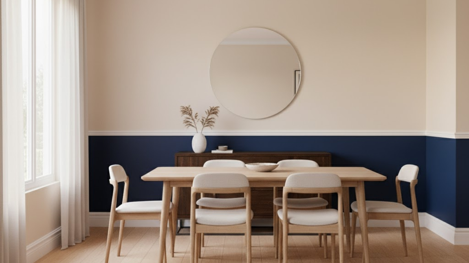 two tone wall with chair rail dividing colors