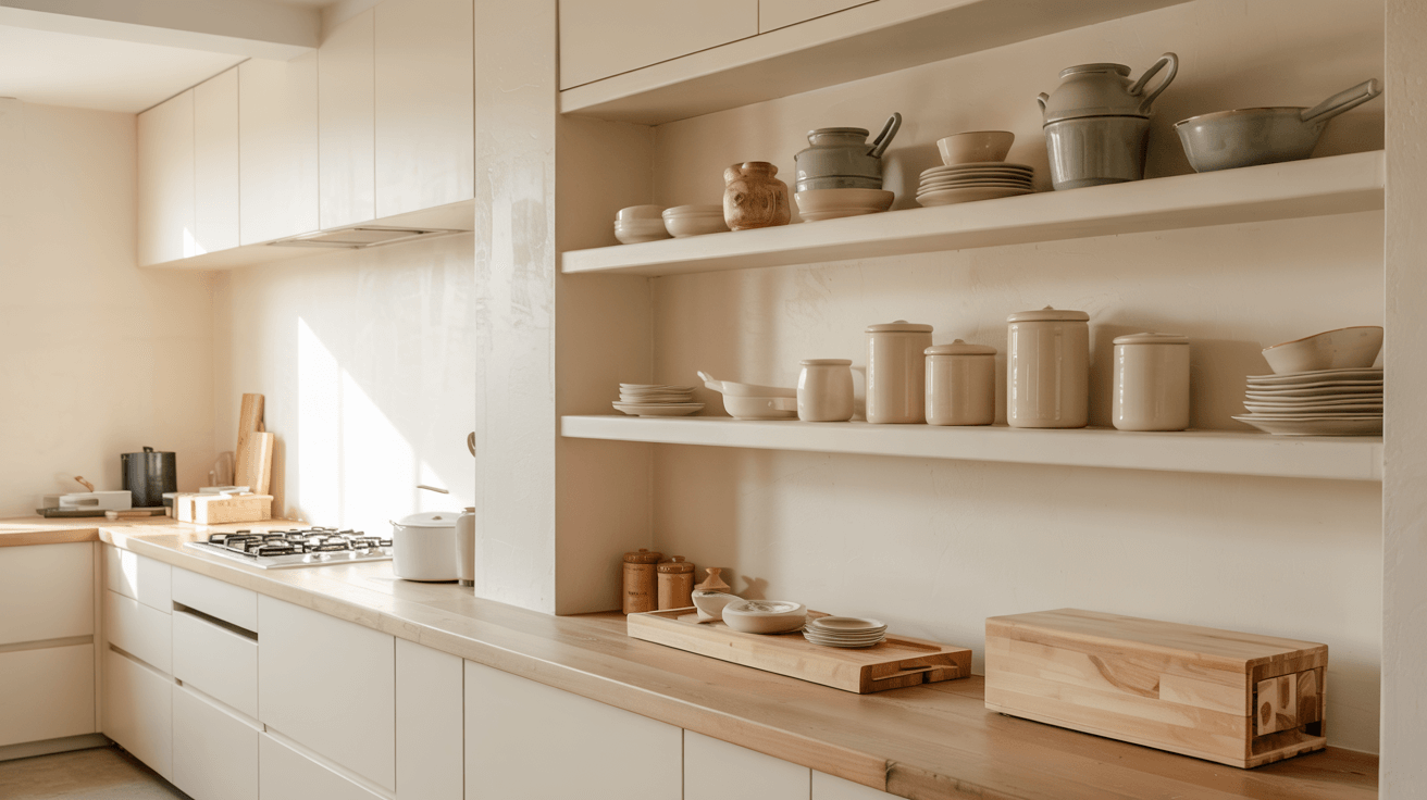 wall mounted shelving kitchen