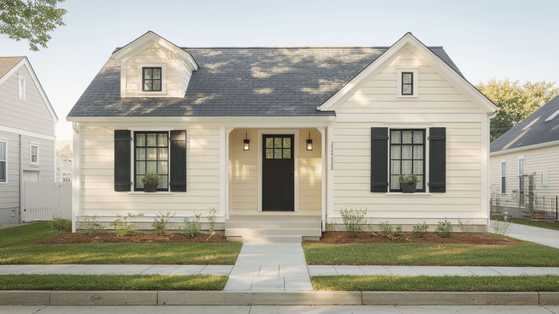 cottage ranch With soft black accents