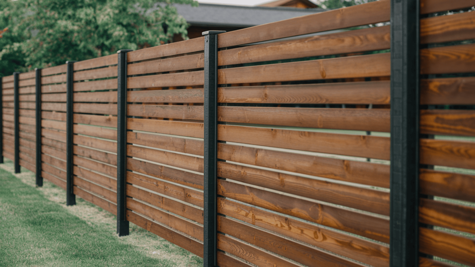 mixed material wood fence ideas