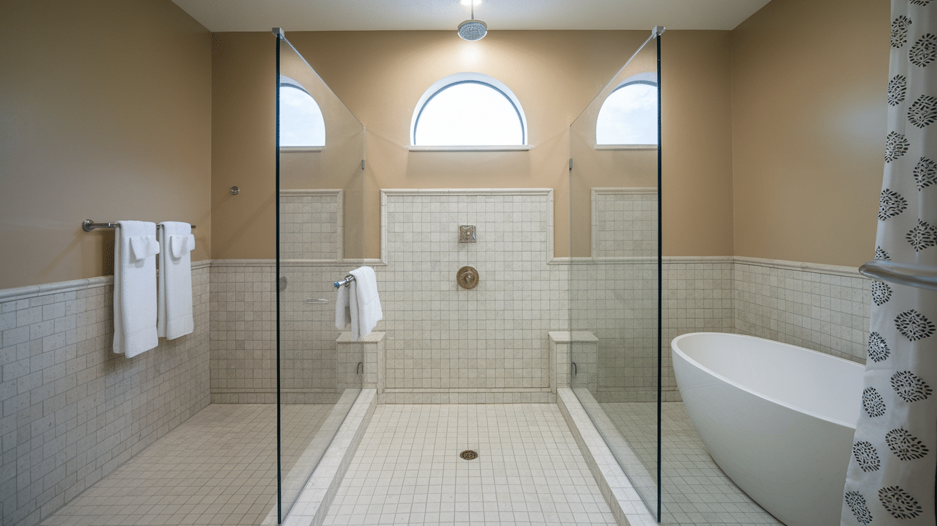open shower and tub
