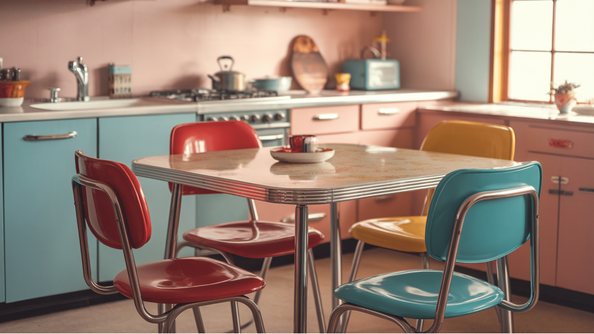classic dinette sets With chrome and vinyl