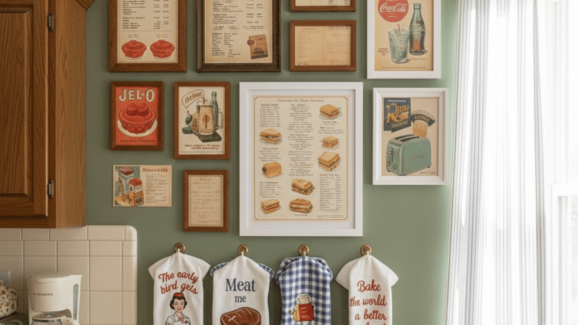 retro wall art, such as menus or food ads