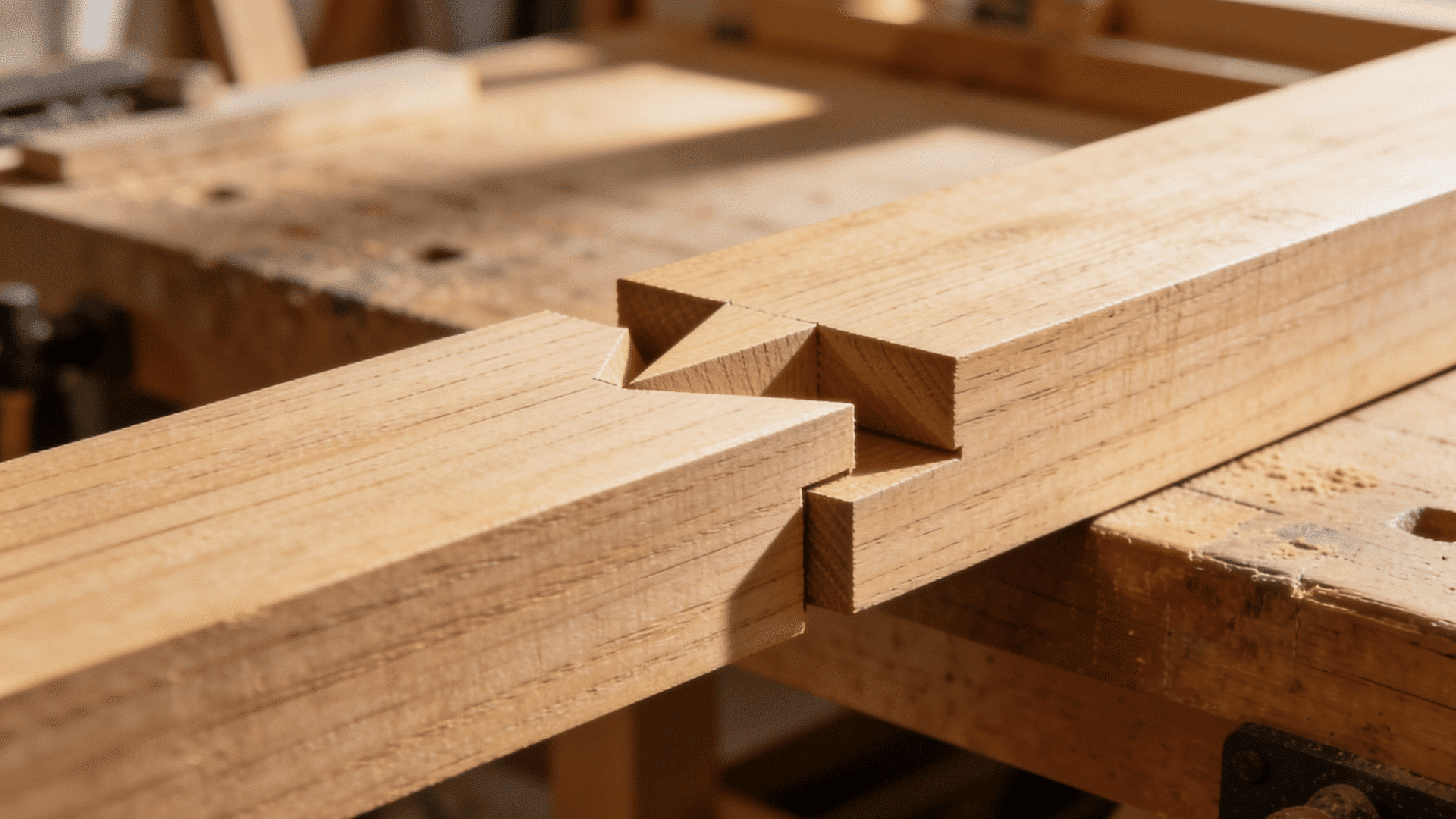 Dovetail finger joint with wedge-shaped wooden fingers
