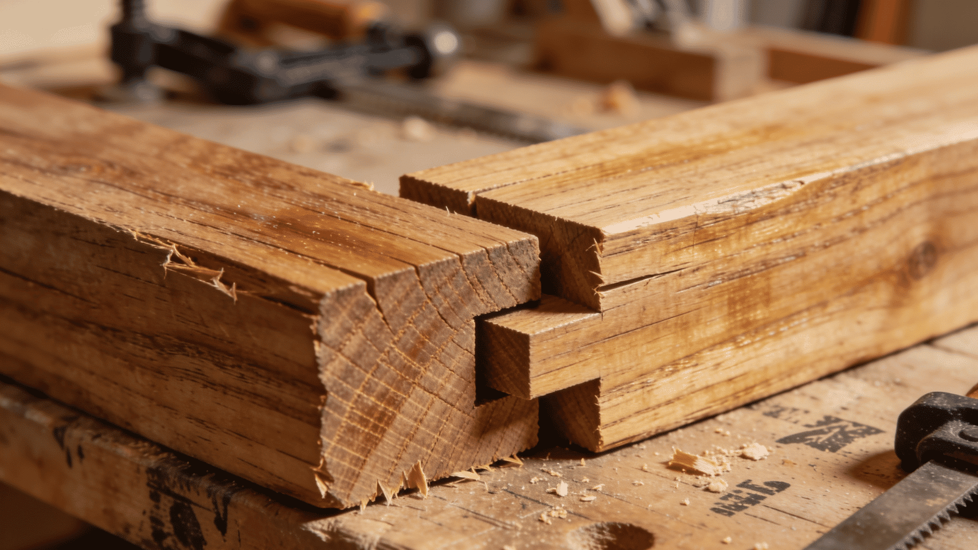 Tapered finger joint joining two wooden pieces